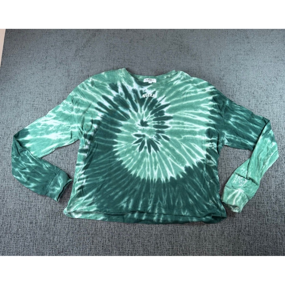 WEAR by Erin Andrews Milwaukee Bucks Tie Dye Long Sleeve Tee Green Women Large